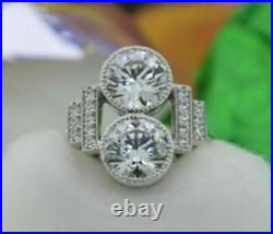 1935s Art Deco 3.20 Carat Round Cut Lab-Created Diamond Vintage Engagement Ring