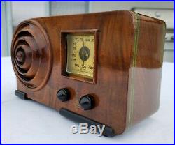 1938 EMERSON Ingraham ART DECO Vintage AX-212 BULLSEYE Wood Antique Tube Radio