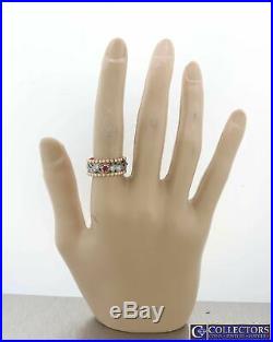 1940s Antique Art Deco 14k Rose Gold. 70ctw Diamond Ruby 8mm Wide Band Ring G8