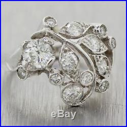 1950's Antique Art Deco Platinum 1ctw Diamond Cocktail Ring
