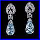 1950s Art Deco Vintage Style Pear Cut 17.29CT Aquamarine & White CZ Earrings