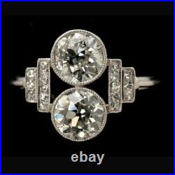 2.00 CT Simulated Diamond Antique Art Deco Engagement Ring 14K White Gold Plated