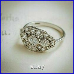 2.00 Ct Round Cut Diamond Art Deco Vintage Ring for Women's 14K White Gold Over
