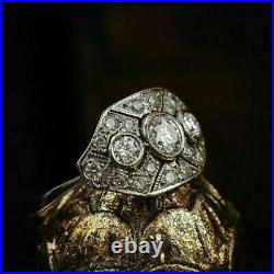 2.00 Ct Round Cut Diamond Art Deco Vintage Ring for Women's 14K White Gold Over