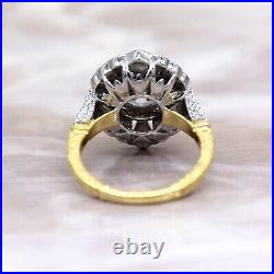 2.00Ct Round Cut Real Moissanite Vintage Art Deco Ring Yellow Gold Plated Silver