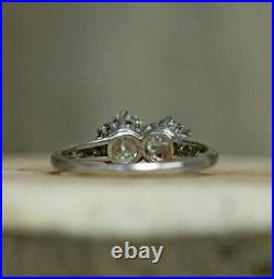 2.07 Ct Diamond Vintage Art Deco Engagement Toi Et Moi Ring 14K White Gold Over