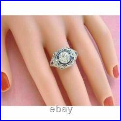 2.12Ct Real Moissanite 14k White Gold Plated Art Deco Vintage Engagement Ring