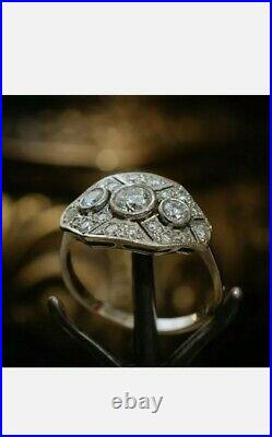 2.1Ct Antique Art Deco Round Diamond Vintage Engagement Ring 14k White Gold Over