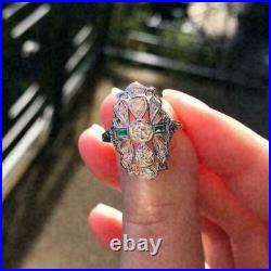 2.34 Carat Round Cut Lab-Created Diamond Filigree Art Deco Openwork Vintage Ring