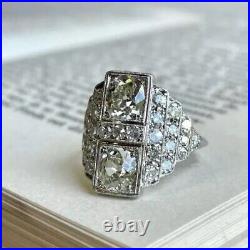 2.4 Ct Round Cut Art Deco Vintage Lab Created Diamond Engagement 925 Silver Ring