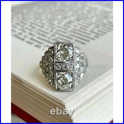 2.4 Ct Round Cut Art Deco Vintage Lab Created Diamond Engagement 925 Silver Ring