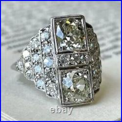 2.4 Ct Round Cut Art Deco Vintage Lab Created Diamond Engagement 925 Silver Ring