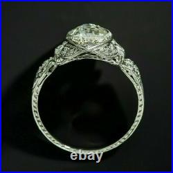 2.48CT Simulated Diamond Vintage Art Deco Engagement Ring 14K White Gold Plated