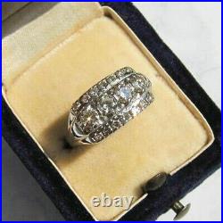 2.50 Ct Round Cut Real Moissanite Vintage Art Deco Ring 14K White Gold Finish