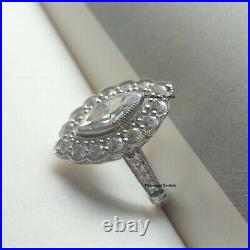 2.52 Ct Pear Cut Art Deco Vintage & Antique Style Halo Marquise Engagement Ring