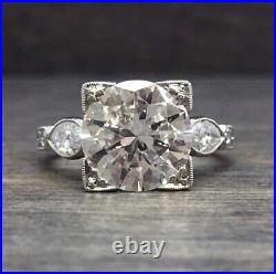 2.70 CT Round Moissanite Vintage Art Deco Wedding Ring Real 925 Sterling Silver