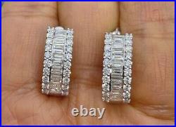 2.7Ct Round Real Moissanite Art Deco Vintage Stud Earrings 14K White Gold Plated