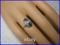 2.80Ct Art Deco Vintage Diamond & Sapphire 14K White Gold Finish Engagement Ring