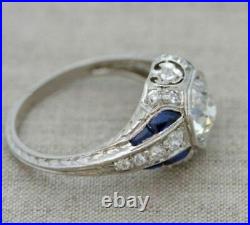 2.8Ct Art Deco Style Lab Created Diamond Baguette Cut Engagement 925 Silver Ring