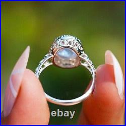 2 CT Oval Cut Art Deco Vintage Moissanite Engagement Ring 14K White Gold 4 Her