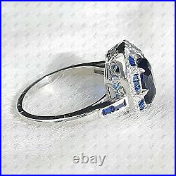 2 Ct Antique Cushion Cut Blue Sapphire Art Deco Engagement Ring In 925 Silver