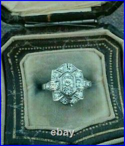 2 Ct Created Diamond Vintage Art Deco Style Engagement Wedding 925 Silver Ring