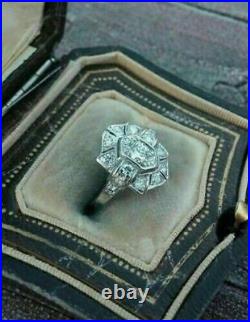 2 Ct Created Diamond Vintage Art Deco Style Engagement Wedding 925 Silver Ring