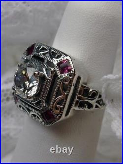 2 Ct Round Cut Diamond Vintage Art Deco Engagement Ring 14K White Gold Over