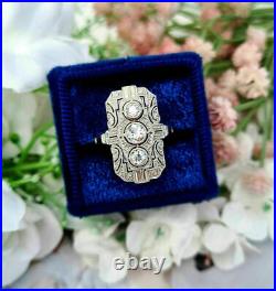2 Ct Round Cut Diamond Vintage Art Deco Style Engagement Wedding 925 Silver Ring