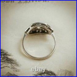 2 Ct Round Cut Moissanite Art Deco Vintage Engagement Ring 14K White Gold Plated
