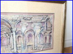 2 IGAR KWAN Vintage Watercolor Wall Art IRIS INTERIOR COLUMS Colonnade RETRO ART