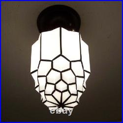 221b Vintage antique aRT Deco Glass Shade Ceiling Light Fixture Skyscraper