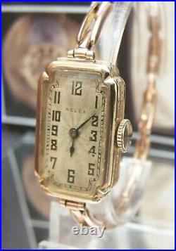 24 Rolex Prima Swiss Antique Vintage Art Deco Solid Gold Watch & Band Serviced