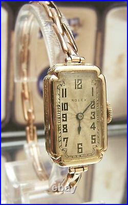 24 Rolex Prima Swiss Antique Vintage Art Deco Solid Gold Watch & Band Serviced