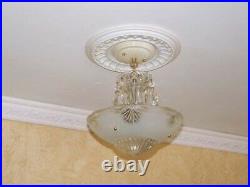241 Vintage antique Glass Ceiling Light Lamp Fixture Chandelier art deco white