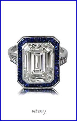 2CT Emerald & Baguette Cut CZ Stone Art Deco Vintage Halo Ring 14K White Gold