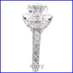2CT Round Cut Moissanite Art Deco Vintage Engagement Ring 14K White Gold FN