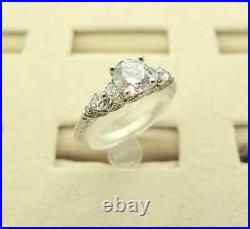 2CT Round Cut Simulated Diamond Art Deco Vintage Antique Ring 14K White Gold FN