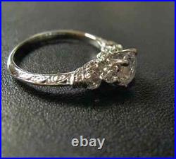 2CT Round Cut Simulated Diamond Art Deco Vintage Antique Ring 14K White Gold FN