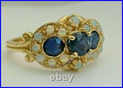 2Ct Created Sapphire & Opal Vintage Art Deco Engagement Ring 14K Yellow Gold Fn