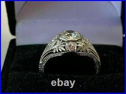 2Ct Diamond Antique Vintage Art Deco Wedding Filigree Ring 14K White Gold Plated
