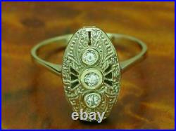 2Ct Diamond Vintage Art Deco Engagement Wedding Trilogy Ring 14K White Gold Over