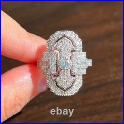 2Ct Real Moissanite 14k White Gold Finish Art Deco Vintage Engagement Ring