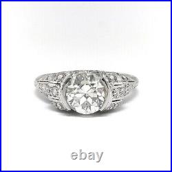2Ct Real Moissanite 14k White Gold Plated Art Deco Vintage Engagement Ring