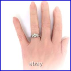 2Ct Real Moissanite 14k White Gold Plated Art Deco Vintage Engagement Ring