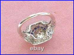 2Ct Round Cut Moissanite Art Deco Vintage Engagement Ring Solid 14K White Gold