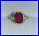 2Ct Simulated Red Ruby Art Deco Vintage Engagement Ring 14k Yellow Gold Plated