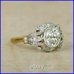 2Ct Vintage Diamond Circa Antique Art Deco Engagement Ring 14k Yellow Gold Over
