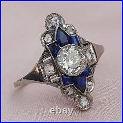 3.00 Ct Round Cut Lab-Created Diamond Elongated Filigree Vintage Art Deco Rings