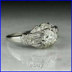3.00ct Vintage Round Cut Moissanite Art Deco 925 Sterling Silver Engagement Ring